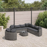 Salon de jardin avec coussins 10 pcs gris résine tressée