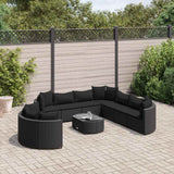 Salon de jardin 10 pcs avec coussins noir résine tressée