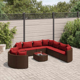 Salon de jardin 10 pcs avec coussins marron résine tressée