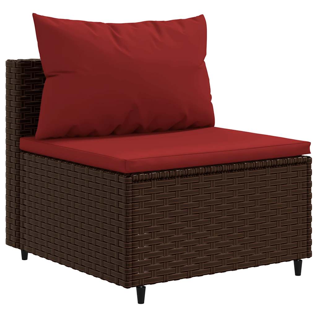 Salon de jardin avec coussins 9 pcs marron résine tressée