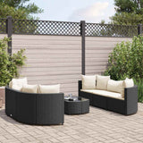 Salon de jardin 7 pcs avec coussins noir résine tressée