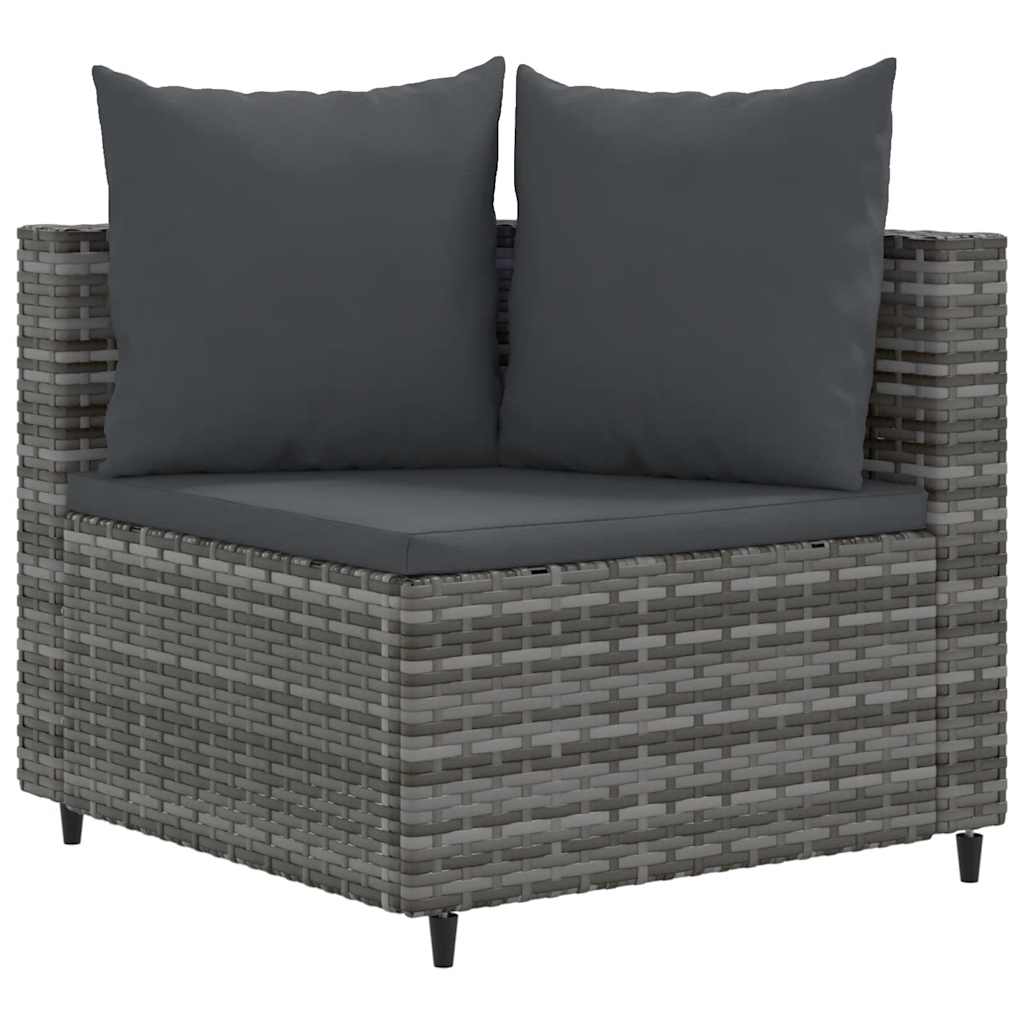 Salon de jardin avec coussins 7 pcs gris résine tressée