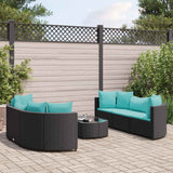 Salon de jardin 7 pcs avec coussins noir résine tressée