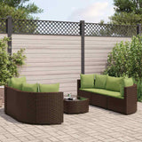 Salon de jardin avec coussins 7 pcs marron résine tressée