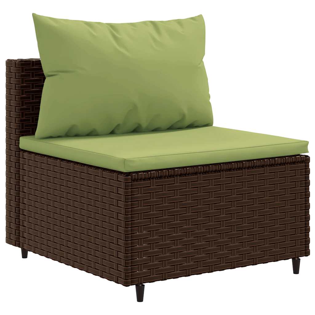 Salon de jardin avec coussins 3 pcs marron résine tressée