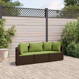 Salon de jardin avec coussins 3 pcs marron résine tressée