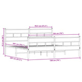 Cadre de lit en métal sans matelas chêne fumé 193x203 cm