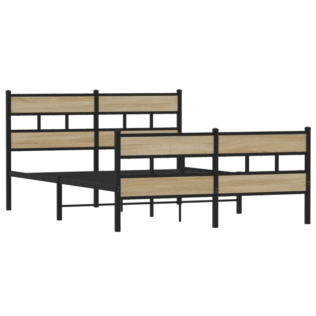 Metal bed frame without mattress sonoma oak 150x200 cm