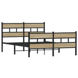 Metal bed frame without mattress sonoma oak 150x200 cm