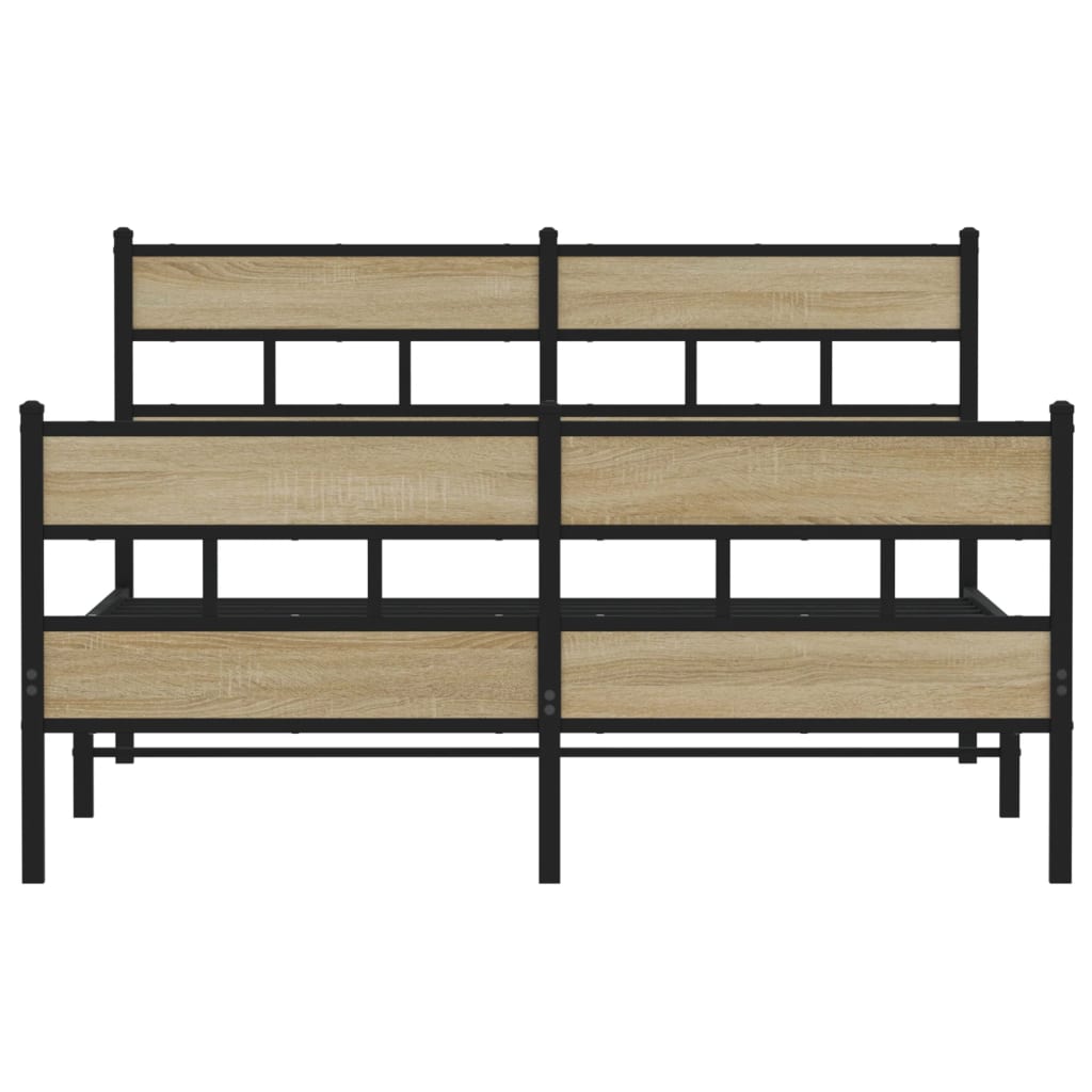 Metal bed frame without mattress sonoma oak 150x200 cm