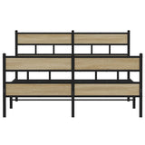 Metal bed frame without mattress sonoma oak 150x200 cm