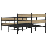 Metal bed frame without mattress sonoma oak 150x200 cm