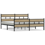 Metal bed frame without mattress sonoma oak 180x200 cm