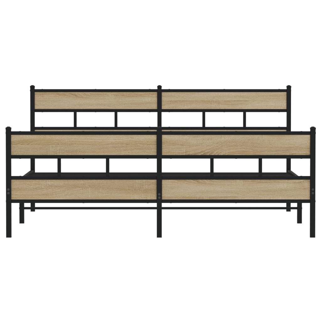 Metal bed frame without mattress sonoma oak 180x200 cm