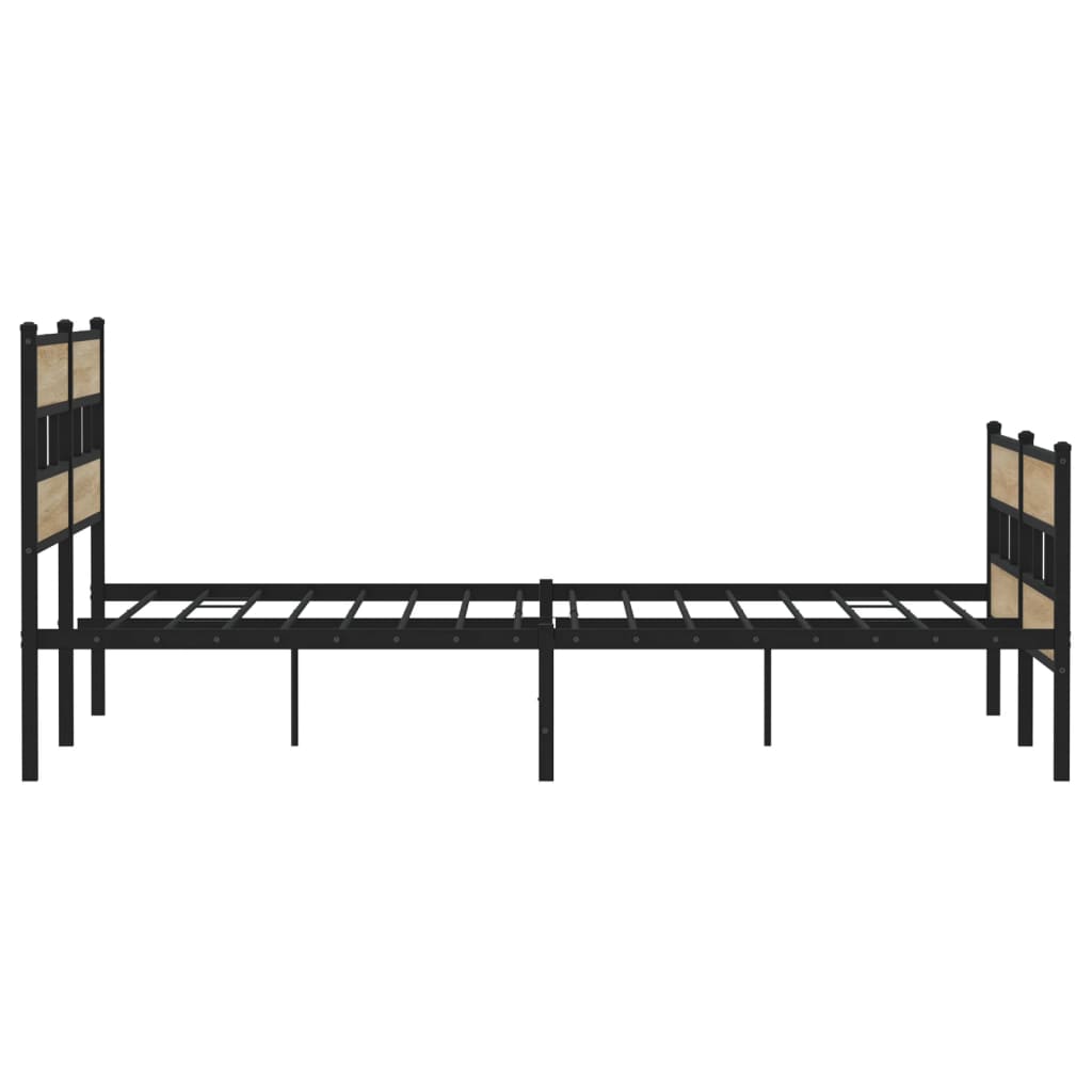 Metal bed frame without mattress sonoma oak 180x200 cm