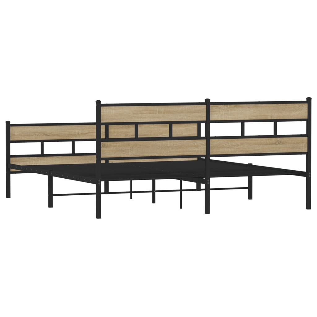 Metal bed frame without mattress sonoma oak 180x200 cm