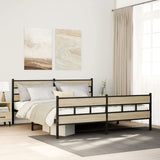 Metal bed frame without mattress sonoma oak 180x200 cm