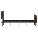 Metal bed frame without mattress brown oak 180x200 cm