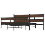 Metal bed frame without mattress brown oak 180x200 cm