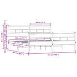 Metallbettgestell ohne Matratze, braune Eiche, 180 x 200 cm