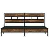 Metal bed frame without mattress smoked oak 180x200 cm