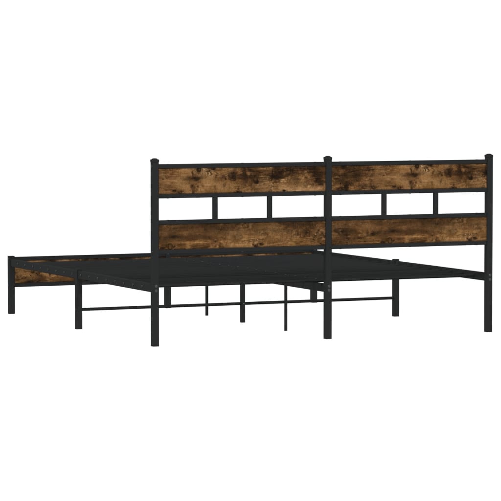 Metal bed frame without mattress smoked oak 180x200 cm