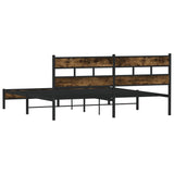 Metal bed frame without mattress smoked oak 180x200 cm