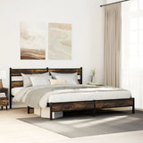 Metal bed frame without mattress smoked oak 180x200 cm