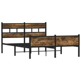 Metal bed frame without mattress smoked oak 160x200 cm