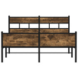 Metal bed frame without mattress smoked oak 160x200 cm