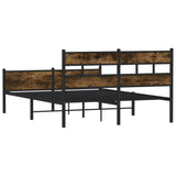 Metal bed frame without mattress smoked oak 160x200 cm