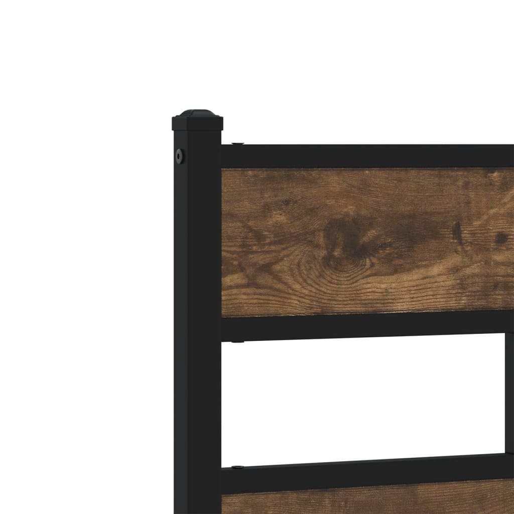 Metal bed frame without mattress smoked oak 160x200 cm