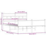 Metal bed frame without mattress smoked oak 160x200 cm