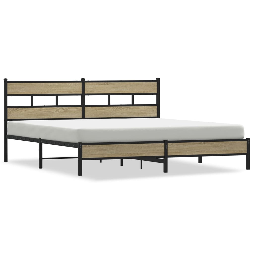 Cadre de lit en métal sans matelas chêne sonoma 183x213 cm