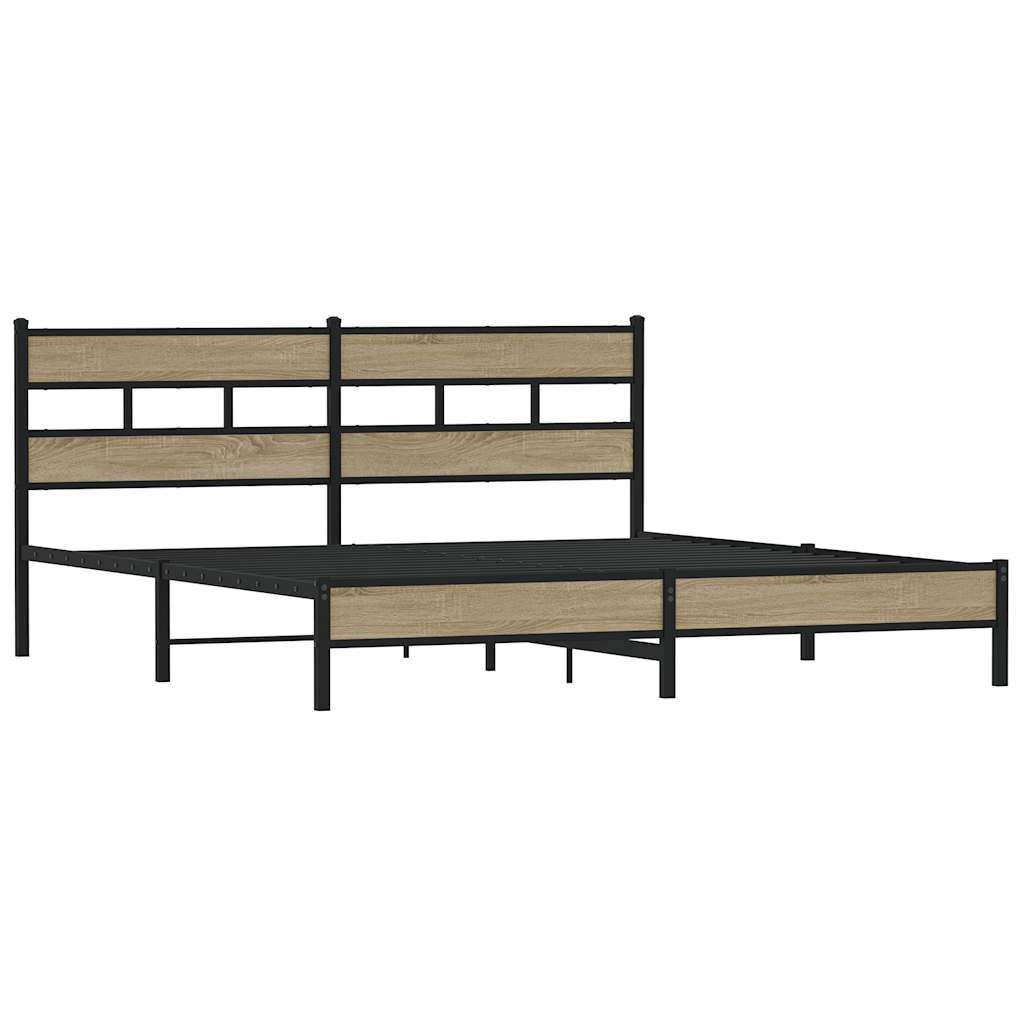 Cadre de lit en métal sans matelas chêne sonoma 200x200 cm