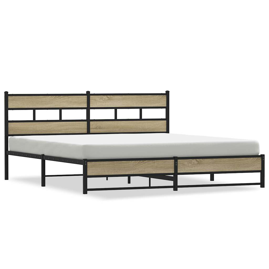 Cadre de lit en métal sans matelas chêne sonoma 183x213 cm