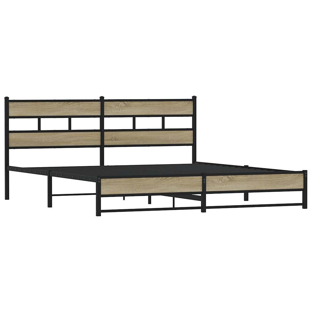 Cadre de lit en métal sans matelas chêne sonoma 183x213 cm