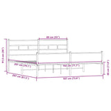 Metallbettgestell ohne Matratze Sonoma-Eiche 180x200 cm