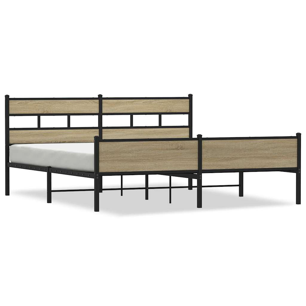 Cadre de lit en métal sans matelas chêne sonoma 183x213 cm