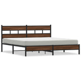 Cadre de lit en métal sans matelas chêne marron 183x213 cm