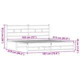 Metallbettgestell ohne Matratze, braune Eiche, 183 x 213 cm
