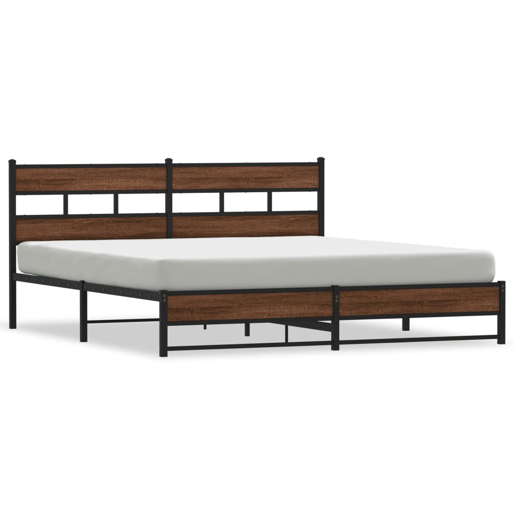 Cadre de lit en métal sans matelas chêne marron 193x203 cm