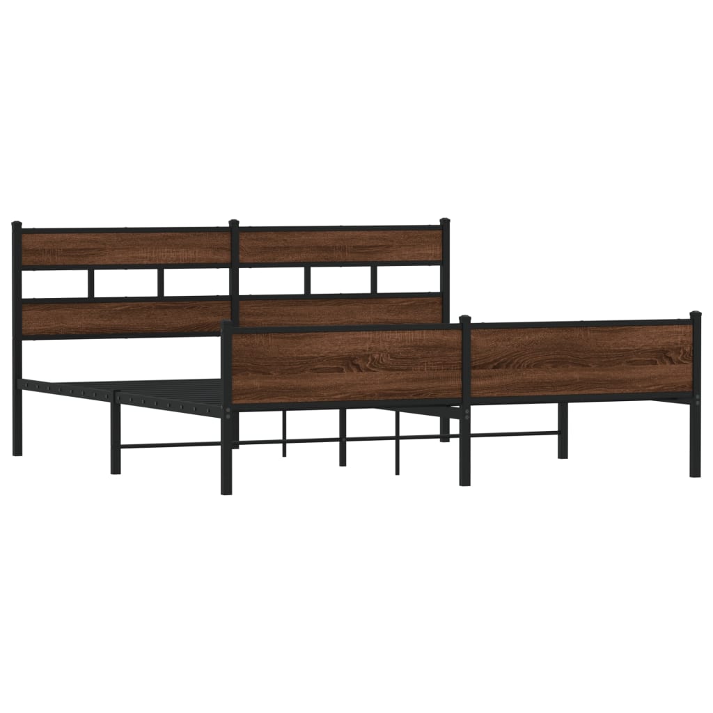 Cadre de lit en métal sans matelas chêne marron 183x213 cm