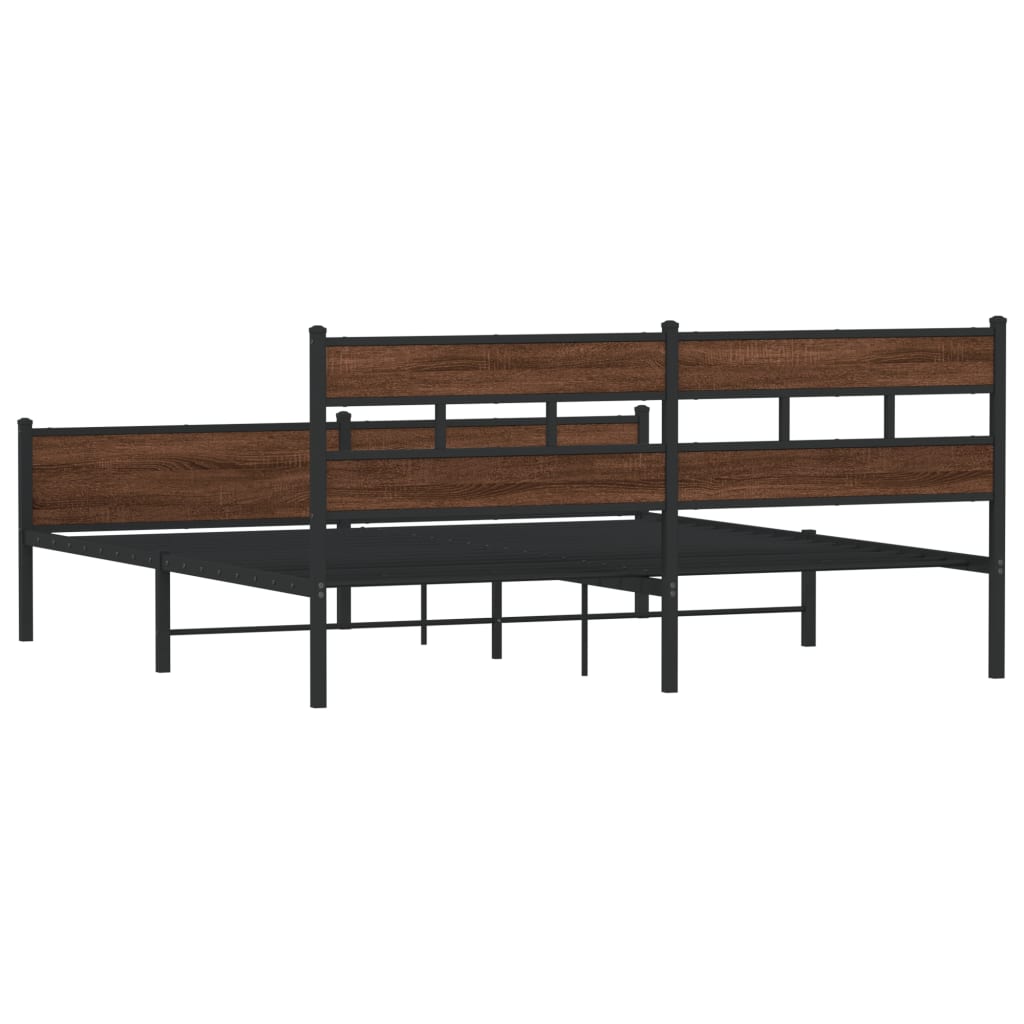 Cadre de lit en métal sans matelas chêne marron 183x213 cm