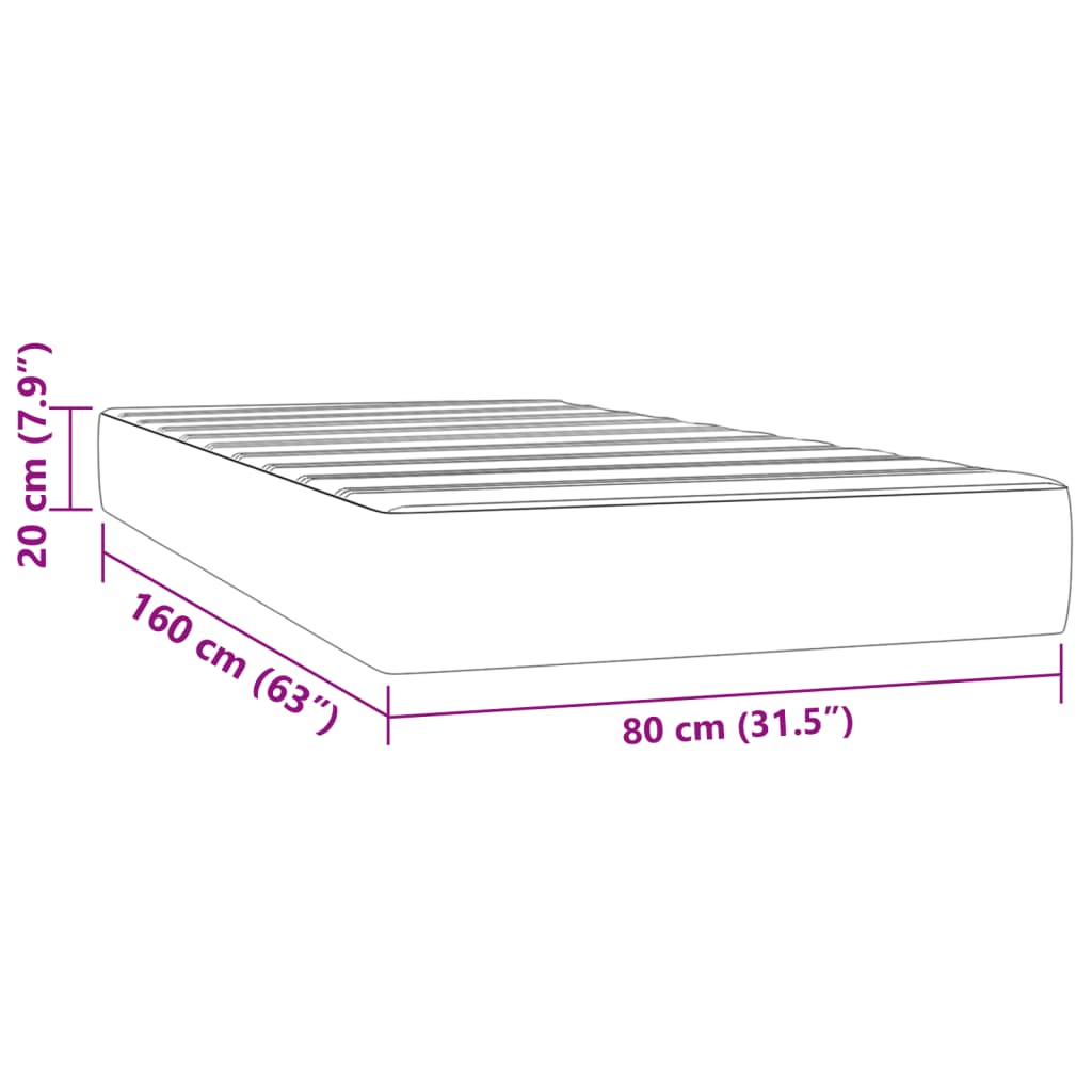 Matelas à ressorts ensachés pour enfants noir 80x160 cm tissu