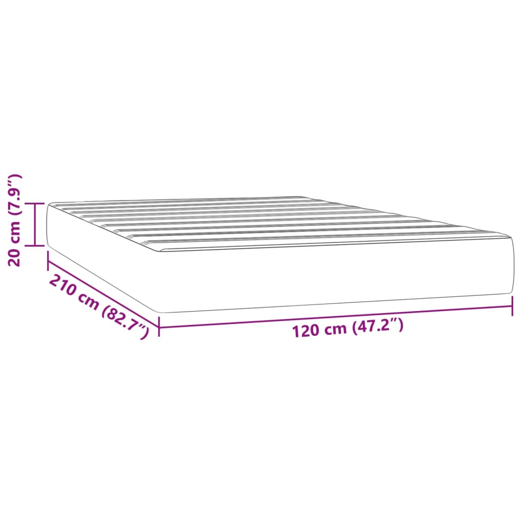 Matelas de lit à ressorts ensachés 120x210x20 cm velours