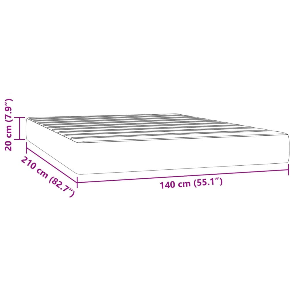 Matelas de lit à ressorts ensachés 140x210x20 cm velours