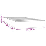 Matelas de lit à ressorts ensachés 80x220x20 cm velours