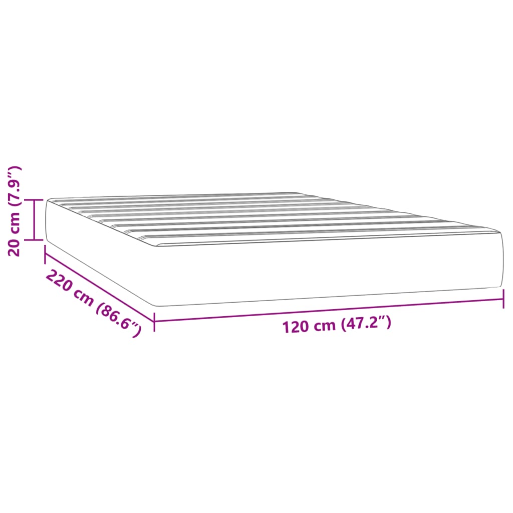 Matelas de lit à ressorts ensachés gris clair 120x220x20 cm