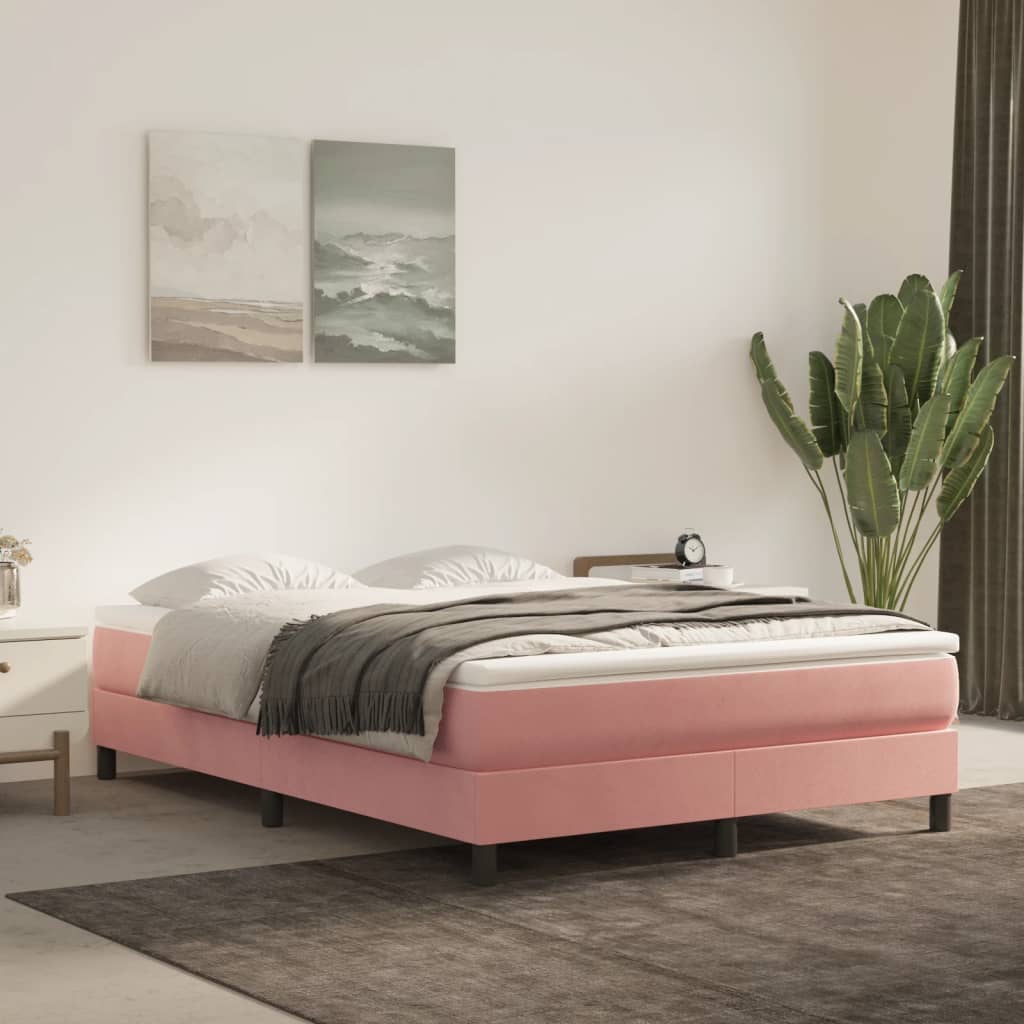 Matelas de lit à ressorts ensachés rose 140x220x20 cm velours